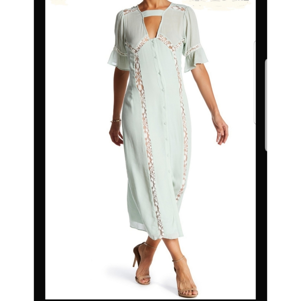 Endless Rose Lace Maxi Dress Blue/Green Size Small